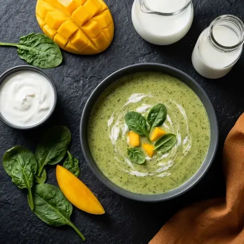 Koktajl z mango, szpinakiem i jogurtem greckim