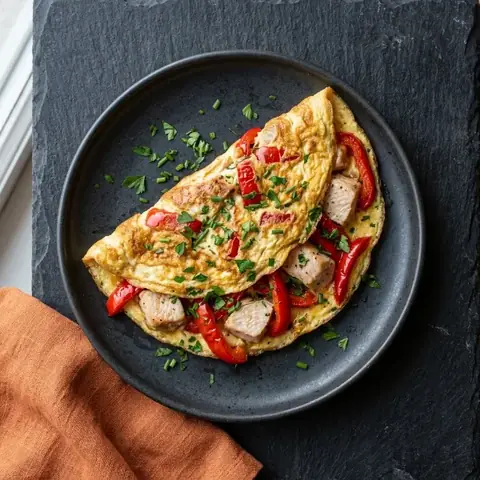 Omlet z indykiem i papryką